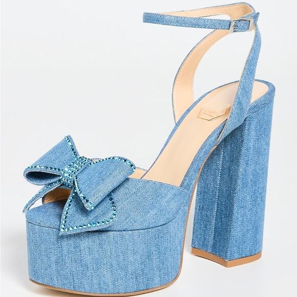 Nalebe by Amina Means Upendi Platform Denim Sandals Size 38.5 $850 - Picture 2 of 13